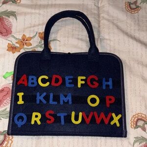 Kids Alphabet Felt Carry Bag - Navy Blue with Multicolor Letters